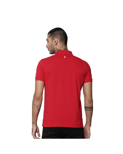 Jack & Jones Plain Polo T-Shirt- Red