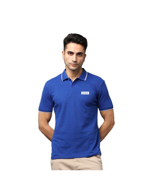 Greys & Blues Pima Polo T-Shirt - Royal Blue With White Tipping